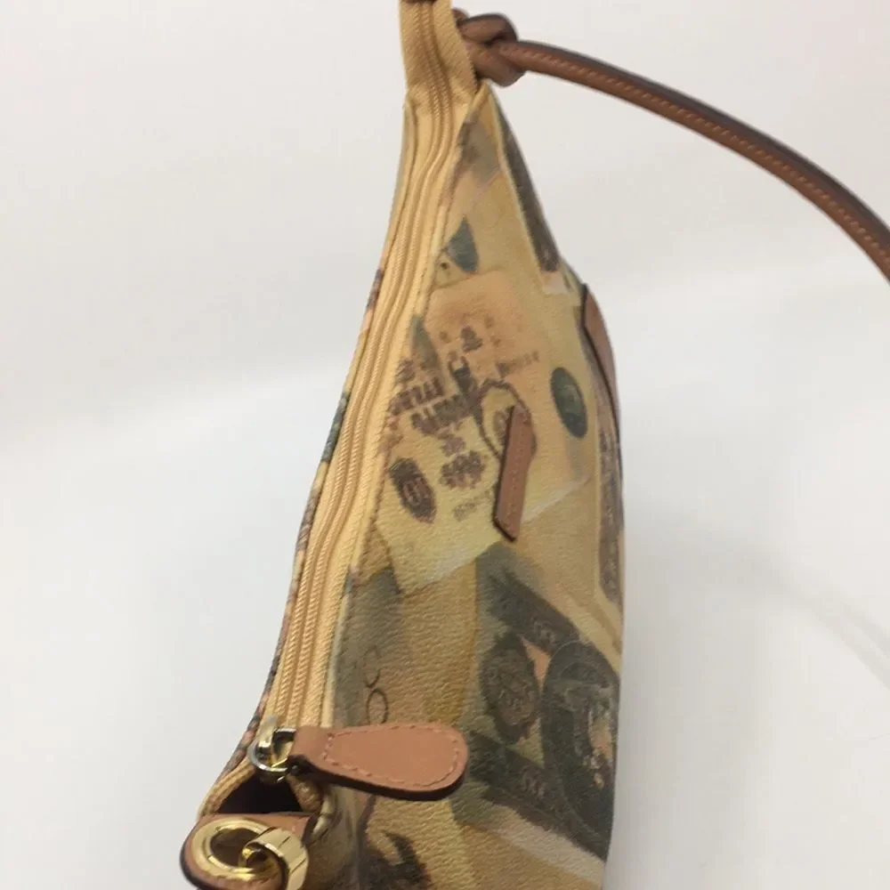Roccobarocco Italian Coated Canvas Y2K bag with currency print